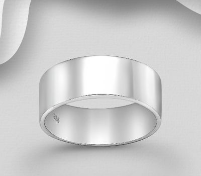 925 Sterling Silver Engravable Band Ring, 7 mm Wide.
