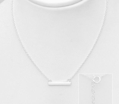 Şəkli böyütmək üçün tiklayın 925 Sterling Silver Engravable Bar Necklace