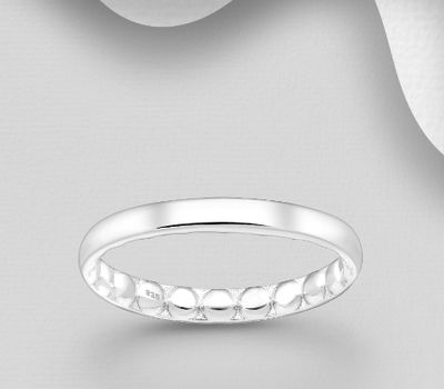 925 Sterling Silver Engravable Band Ball Ring, 3 mm Wide