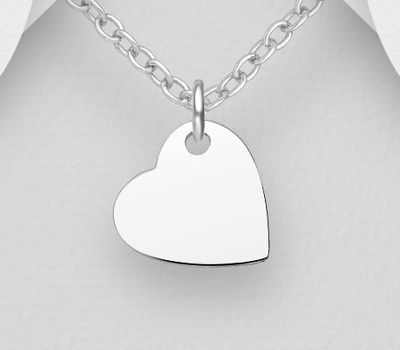 925 Sterling Silver Engravable Heart Pendant