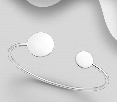 Şəkli böyütmək üçün tiklayın 925 Sterling Silver Circle Bracelet, Engravable