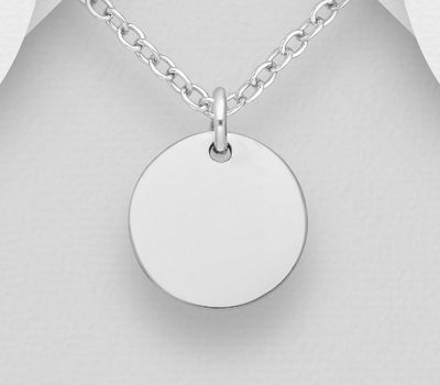 925 Sterling Silver Engravable Circle Tag Pendant