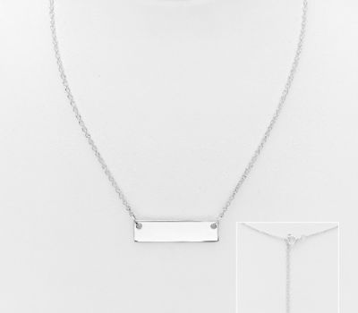 Şəkli böyütmək üçün tiklayın 925 Sterling Silver Engravable Tag Necklace