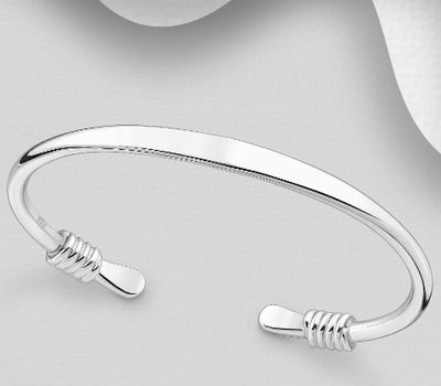 Şəkli böyütmək üçün tiklayın 925 Sterling Silver Engravable Cuff Bracelet