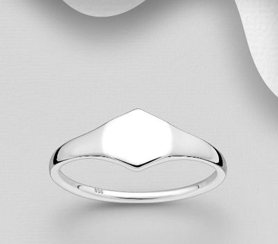 Şəkli böyütmək üçün tiklayın 925 Sterling Silver Engravable Hexagon Ring