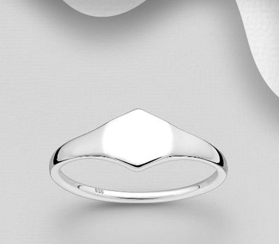 925 Sterling Silver Engravable Hexagon Ring