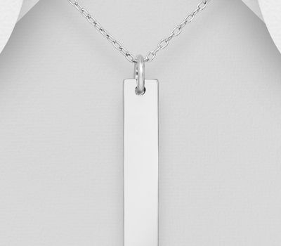 Şəkli böyütmək üçün tiklayın 925 Sterling Silver Engravable Bar Pendant