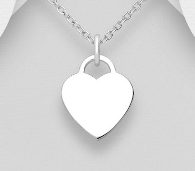 925 Sterling Silver Engravable Heart Pendant