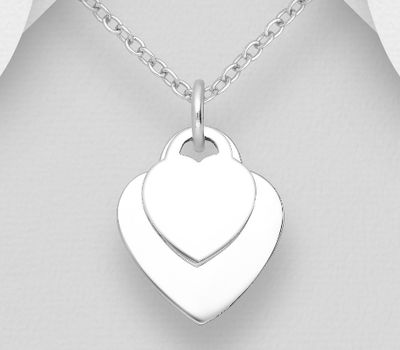 925 Sterling Silver Engravable Heart Pendant