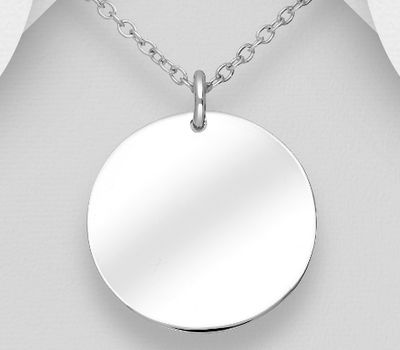 Şəkli böyütmək üçün tiklayın 925 Sterling Silver Engravable Tag Pendant