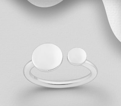 Şəkli böyütmək üçün tiklayın 925 Sterling Silver Adjustable Circle Ring, Engravable