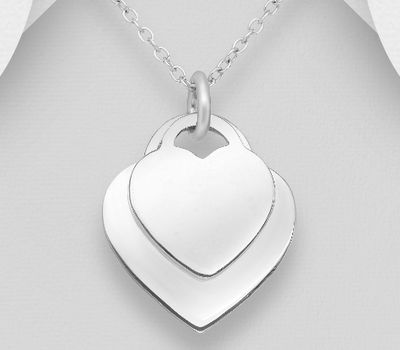 925 Sterling Silver Engravable Heart Pendant