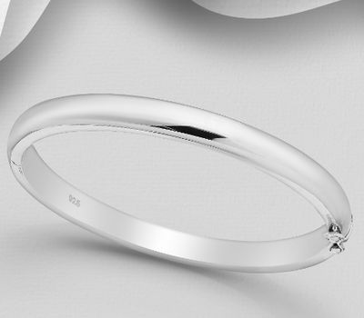 925 Sterling Silver Engravable Bangle, 7 mm Wide.