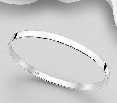 925 Sterling Silver Bangle, 5 mm Wide