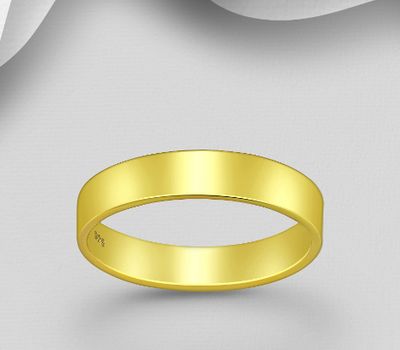 925 Sterling Silver Engravable Band Ring, Plated with 1 Micron 18K Yellow Gold, 5 mm Wide.