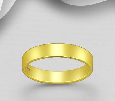 Şəkli böyütmək üçün tiklayın 925 Sterling Silver Engravable Band Ring, Plated with 1 Micron 18K Yellow Gold, 5 mm Wide.