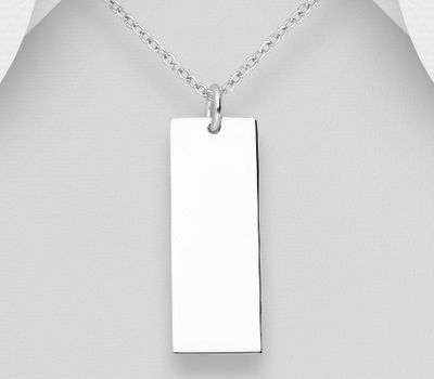 Şəkli böyütmək üçün tiklayın 925 Sterling Silver Engravable Tag Pendant
