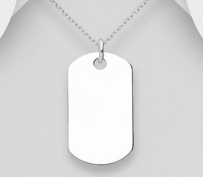 Şəkli böyütmək üçün tiklayın 925 Sterling Silver Engravable Tag Pendant