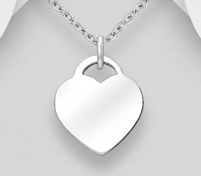 925 Sterling Silver Engravable Heart Pendant