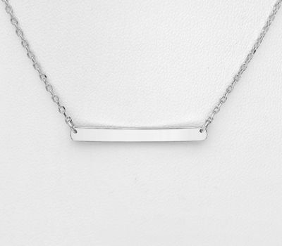925 Sterling Silver Engravable Bar Necklace