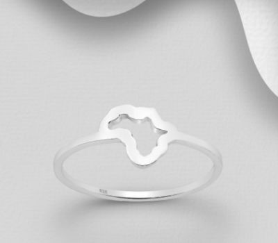925 Sterling Silver Africa Map Cutout Ring