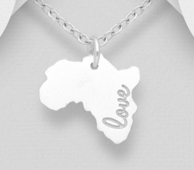 925 Sterling Silver Africa Map Pendant with 