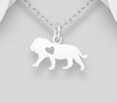 925 Sterling Silver Lion Pendant with Heart Cutout