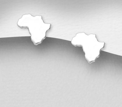 925 Sterling Silver Africa Map Push-Back Earrings