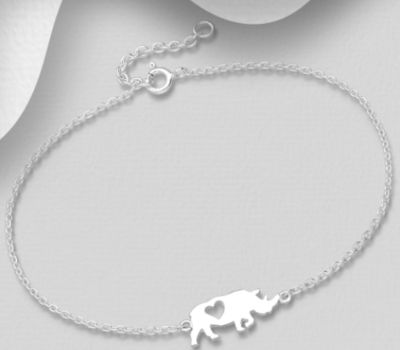925 Sterling Silver Rhinoceros Bracelet