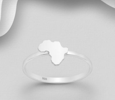925 Sterling Silver Africa Map Ring