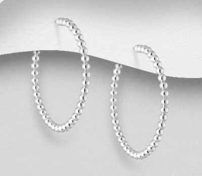 Şəkli böyütmək üçün tiklayın 925 Sterling Silver Ball Push-Back Earrings
