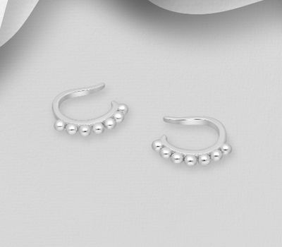 Şəkli böyütmək üçün tiklayın 925 Sterling Silver Ball Ear Cuffs