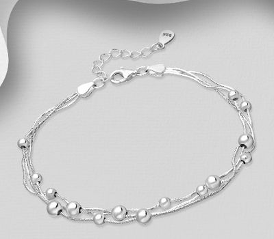 925 Sterling Silver Layered Ball Bracelet