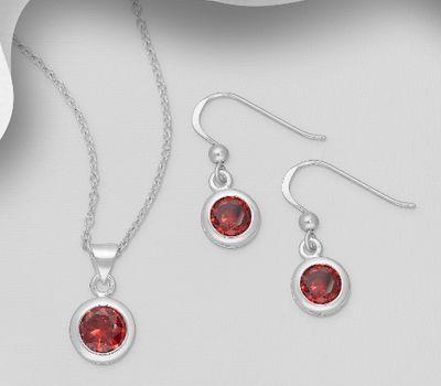 Şəkli böyütmək üçün tiklayın 925 Sterling Silver Hook Earrings and Pendant Jewelry Set, Decorated with CZ Simulated Diamonds