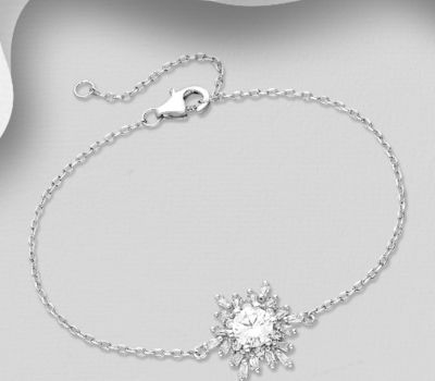 Malın səhifəsinə keç 925 Sterling Silver Bracelet, Decorated with CZ Simulated Diamonds