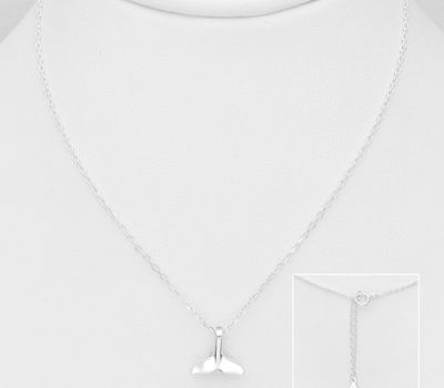 Şəkli böyütmək üçün tiklayın 925 Sterling Silver Whale Tail Necklace