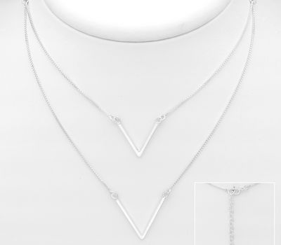 Şəkli böyütmək üçün tiklayın 925 Sterling Silver Layered Chevron Choker