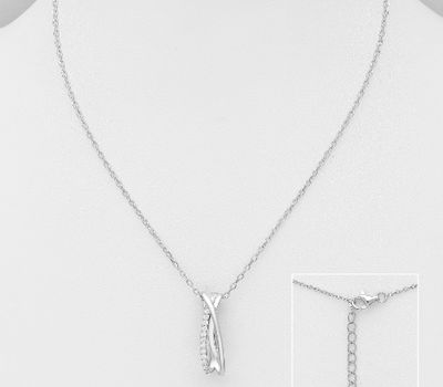 925 Sterling Silver Necklace, Decorated with CZ Simulated Diamonds
