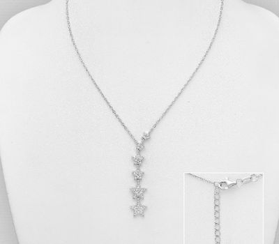 925 Sterling Silver Necklace Featuring Star Decorated with CZ Simulated Diamonds