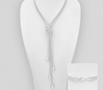 925 Sterling Silver Knot and Ball Necklace
