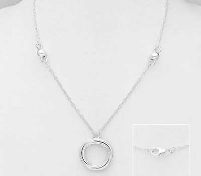 925 Sterling Silver Circle Interlock Necklace