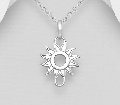 925 Sterling Silver Sun Pendant with an attachment for charms (pendant only, charms shown not included)