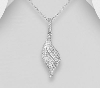 925 Sterling Silver Pendant, Decorated with CZ Simulated Diamonds