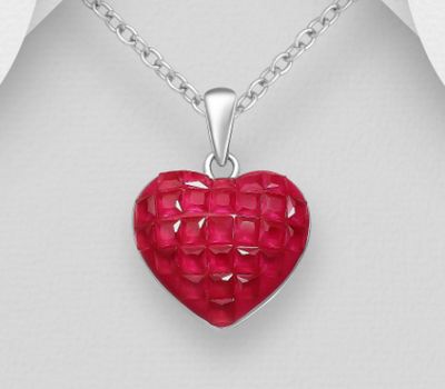 925 Sterling Silver Heart Pendant, Decorated with CZ Simulated Diamonds, Decorated with CZ Simulated Diamonds