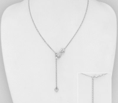 925 Sterling Silver Y-Drop Necklace, Featuring Infinity and Heart Design, Decorated with CZ Simulated Diamonds