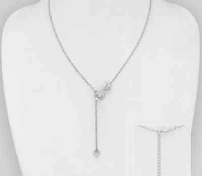 Şəkli böyütmək üçün tiklayın 925 Sterling Silver Y-Drop Necklace, Featuring Infinity and Heart Design, Decorated with CZ Simulated Diamonds