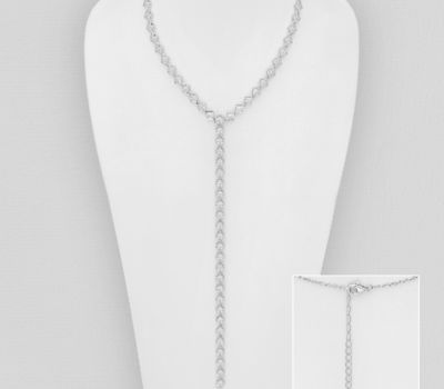 Malın səhifəsinə keç 925 Sterling Silver Y-Drop Necklace, Decorated with CZ Simulated Diamonds