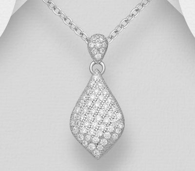 Şəkli böyütmək üçün tiklayın 925 Sterling Silver Pendant, Decorated with CZ Simulated Diamonds