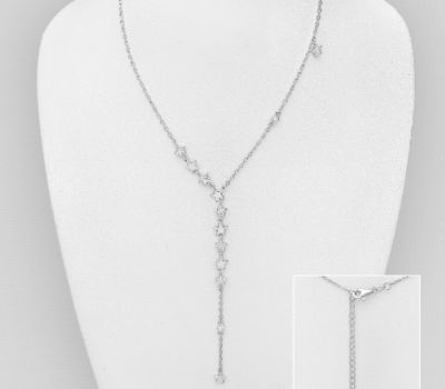 Şəkli böyütmək üçün tiklayın 925 Sterling Silver Star Necklace, Decorated with CZ Simulated Diamonds