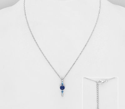 Şəkli böyütmək üçün tiklayın 925 Sterling Silver Necklace, Decorated with CZ Simulated Diamonds